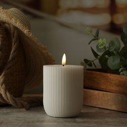 Deluxe Homeart LED-Kerze Mia gerillt Echtwachs günstig online kaufen