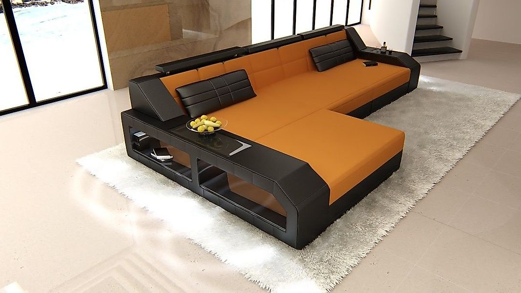 Sofa Dreams Ecksofa Stoff Couch Sofa Arezzo L Form Couch Stoffsofa, mit LED günstig online kaufen