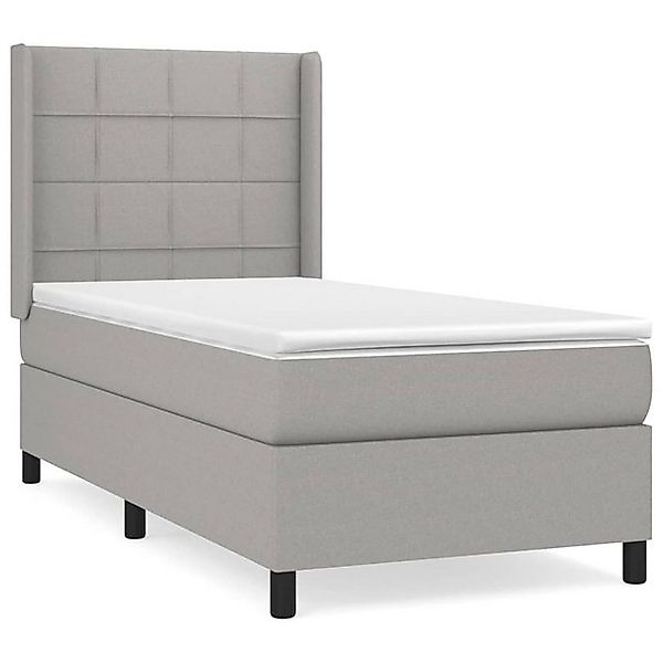vidaXL Boxspringbett, Boxbett mit Matratze Hellgrau 90x200 cm Stoff günstig online kaufen