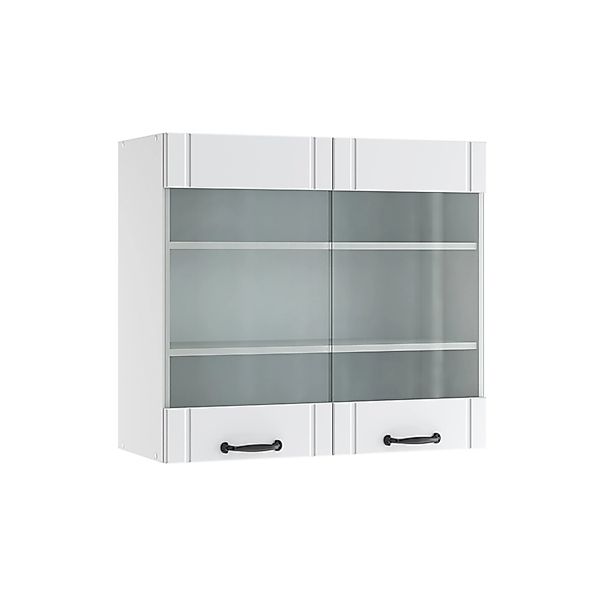 Vicco Küchenglasschrank Fame-Line Glashängeschrank Weiß Landhaus/Weiß 80 cm günstig online kaufen