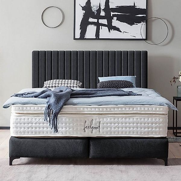 BettCo Boxspringbett Paris (in Schwarz Webstoff, 160 x 200 cm), Pfeifenstep günstig online kaufen