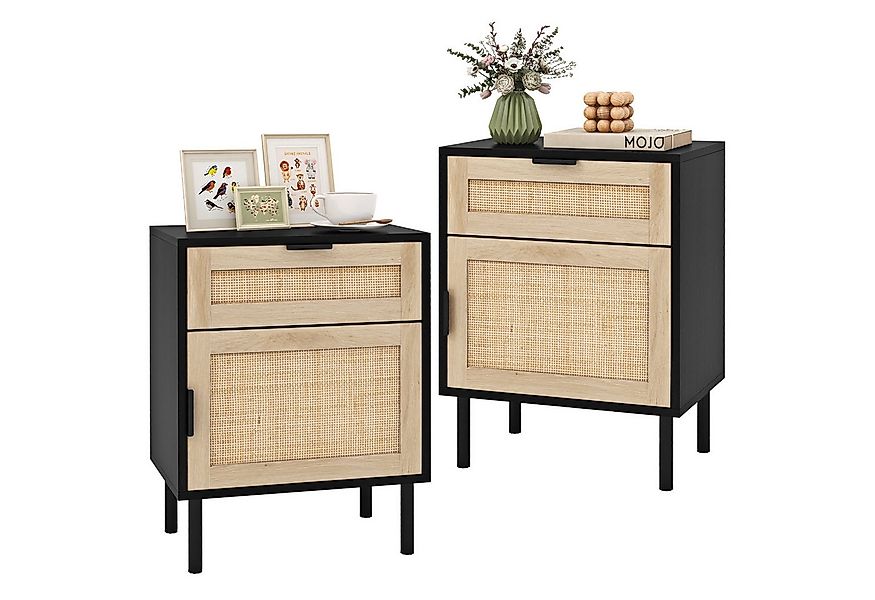 COSTWAY Nachttisch (2-St), Rattan Beistelltisch, Sofatisch, mit Schublade & günstig online kaufen