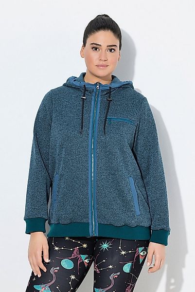 Ulla Popken Sweatjacke Strickfleece-Jacke grafisches Muster Kapuze günstig online kaufen