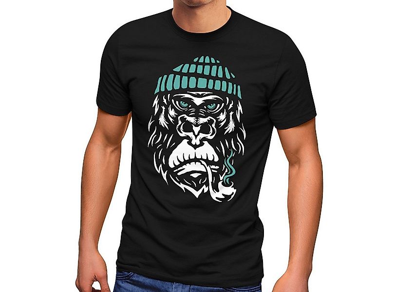 Neverless Print-Shirt Herren T-Shirt Gorilla Affe Monkey Captain Sailor See günstig online kaufen