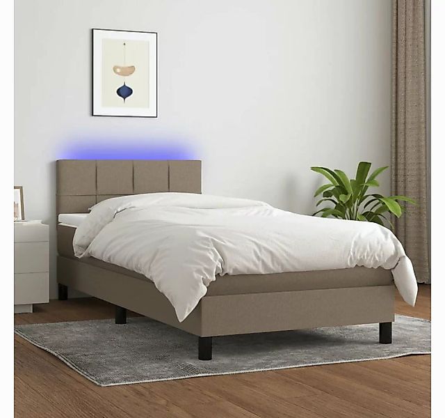 vidaXL Boxspringbett Boxspringbett mit Matratze LED Taupe 100x200 cm Stoff günstig online kaufen