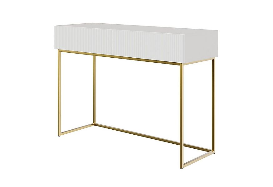 Selsey Schminktisch VELDIO, 2 Schubladen mit geriffelten Fronten, goldfarbe günstig online kaufen
