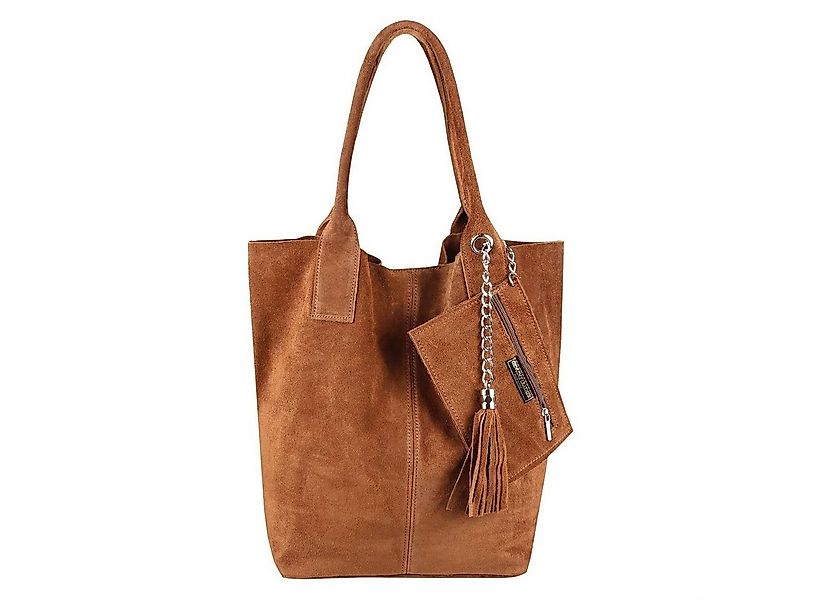 ITALYSHOP24 Schultertasche Made in Italy Damen Leder Wildleder A4 Shopper S günstig online kaufen