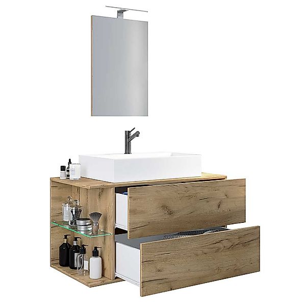 Badezimmermöbelset mit Spiegel für die Wandmontage 93 cm breit (zweiteilig) günstig online kaufen