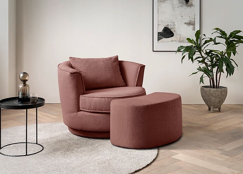 Leonique Drehsessel "MAISIE, Love Seat,Lese-Sessel,Sessel-Set, mit Hocker", günstig online kaufen