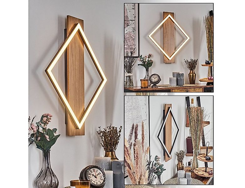 hofstein Wandleuchte Wandlampe aus Metall/Kunststoff in Holzoptik/Schwarz/W günstig online kaufen