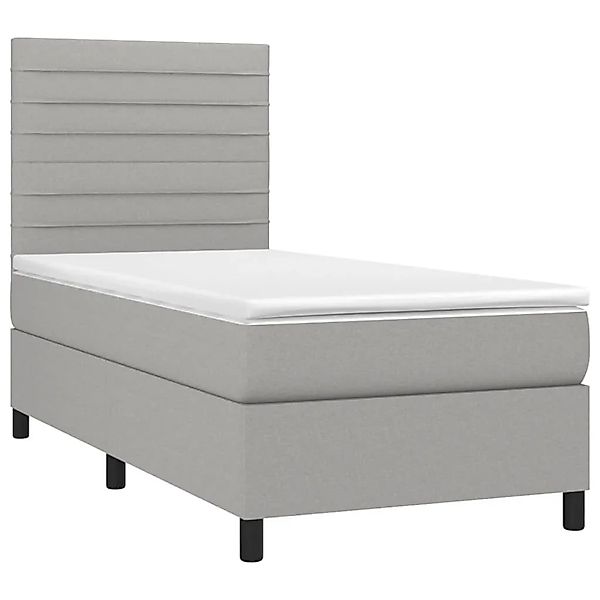 vidaXL Boxspringbett mit Matratze & LED Hellgrau 90x190 cm Stoff 3134917 günstig online kaufen