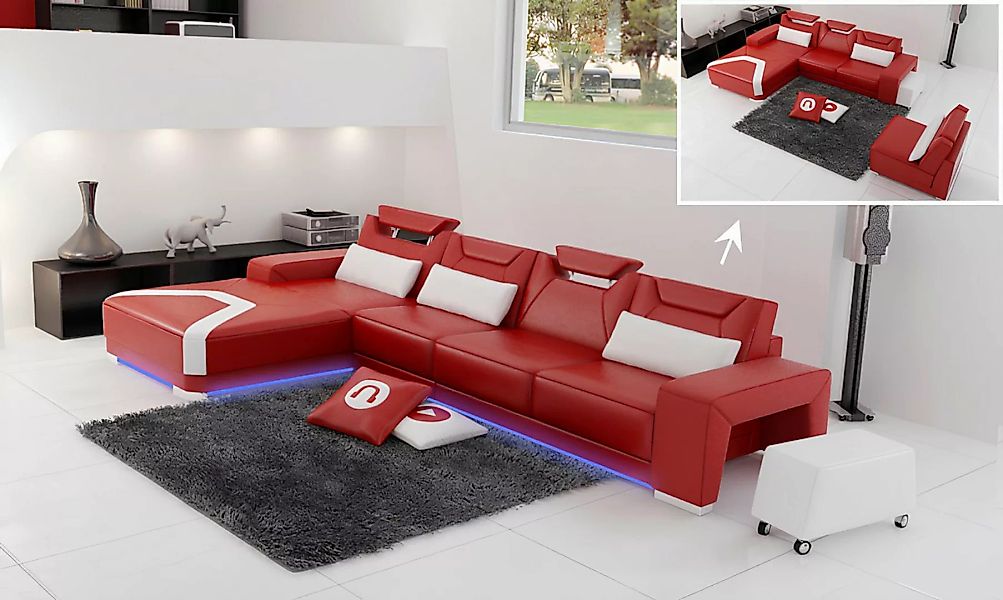 Xlmoebel Ecksofa Ledersofa mit USB-Anschluss, Eckcouch Wohnlandschaft Eckso günstig online kaufen