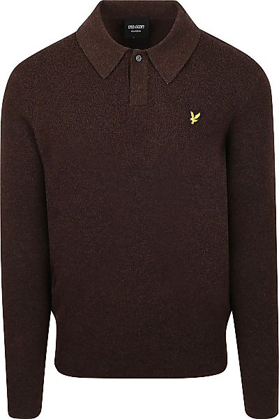 Lyle & Scott Longsleeve Poloshirt Lammwolle Braun - Größe S günstig online kaufen