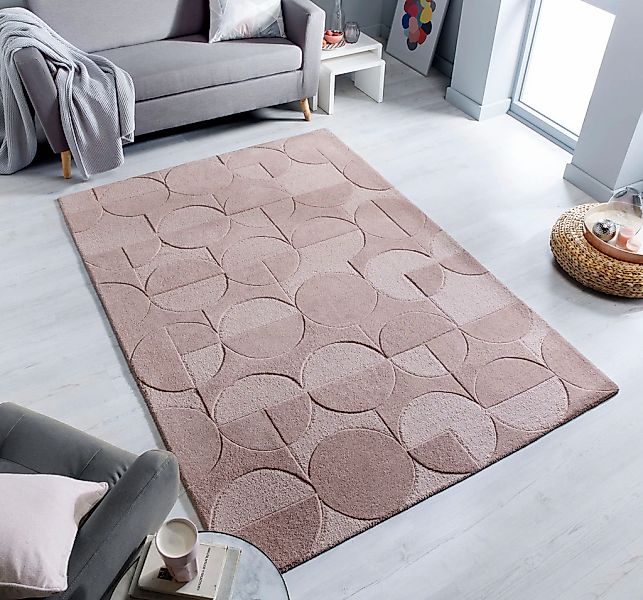 FLAIR RUGS Wollteppich "Gigi" 8 mm Höhe aus 100% Wolle, geometrisches Desig günstig online kaufen