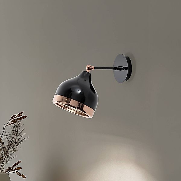 Wandleuchte Yildo 6901, schwarz/kupfer, Metall günstig online kaufen