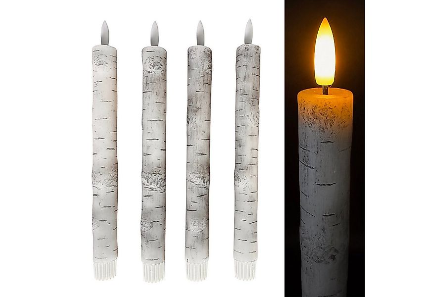 Online-Fuchs LED-Kerze - 4 LED-Stabkerzen aus Echtwachs in Birkenoptik mit günstig online kaufen