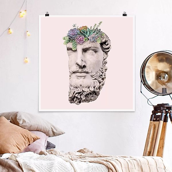 Poster Blumen - Quadrat Kopf mit Sukkulenten günstig online kaufen