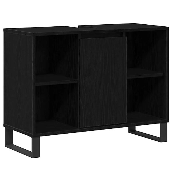 vidaXL Badezimmerschrank mit Tür Schwarz 80 x 33 x 60 cm Holzwerkstoff 8739 günstig online kaufen