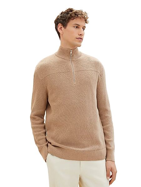Tom Tailor Herren Stehkragen Pullover STRUCTUERED TROYER - Regular Fit günstig online kaufen