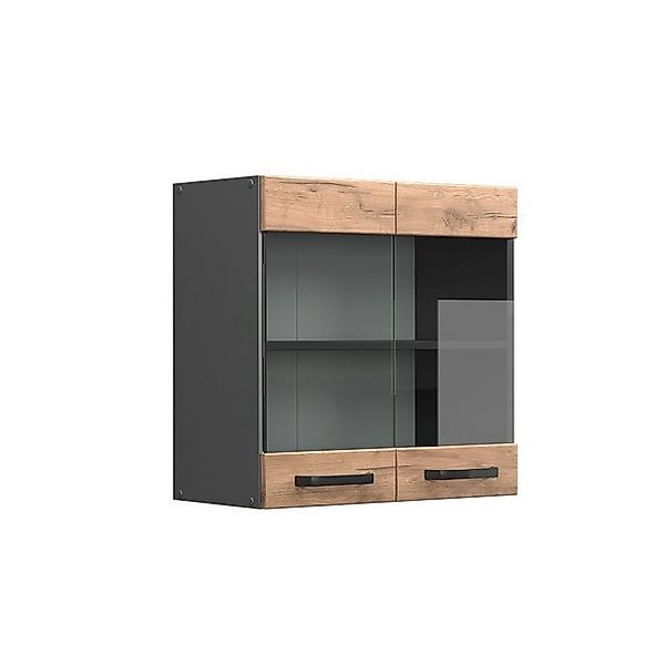 Vicco Küchenglasschrank R-Line Glashängeschrank Goldkraft Eiche/Anthrazit 6 günstig online kaufen