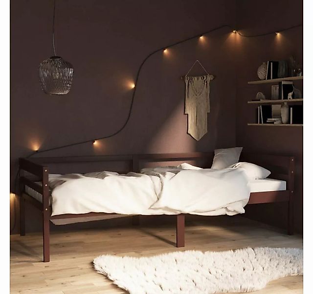 furnicato Bett Massivholzbett Dunkelbraun Kiefer 90x200 cm günstig online kaufen