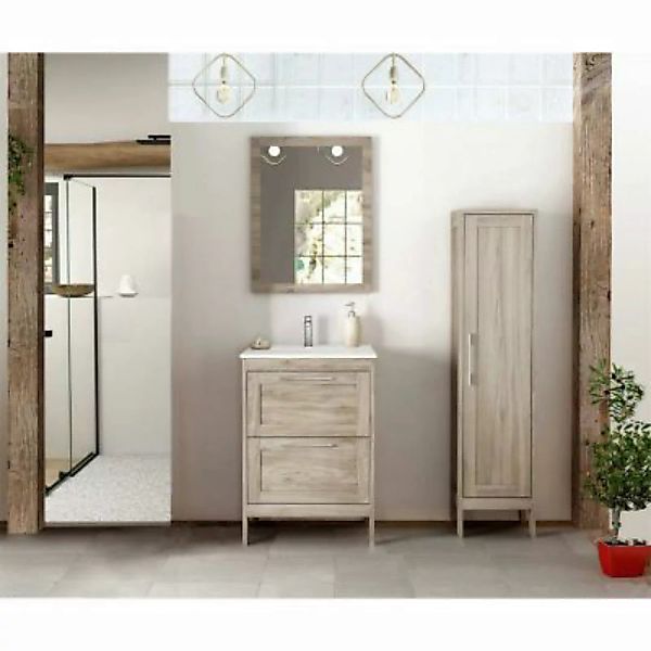 Lomadox Badezimmermöbel Set Landhaus mit Hochschrank & Spiegel TARIFA-110 K günstig online kaufen