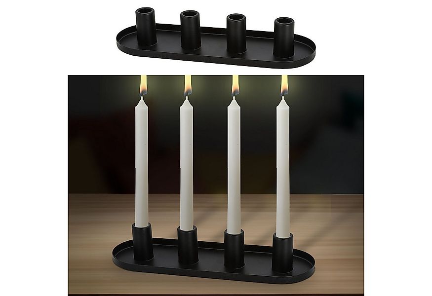 CEPEWA Kerzenständer Stabkerzenhalter schwarz 34,5x11,5x6,5cm Metall oval 4 günstig online kaufen