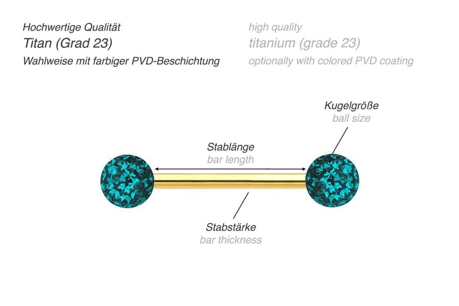 PIERCINGLINE Brustwarzenpiercing Titan Barbell EPOXY-KUGELN (Barbells, günstig online kaufen