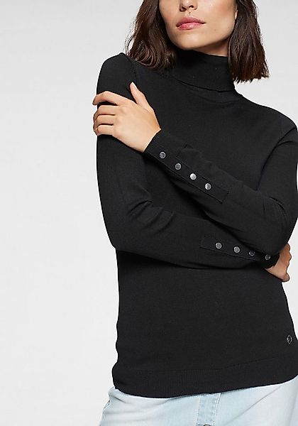 Tamaris Rollkragenpullover in enger Form mit Knopfdetails günstig online kaufen
