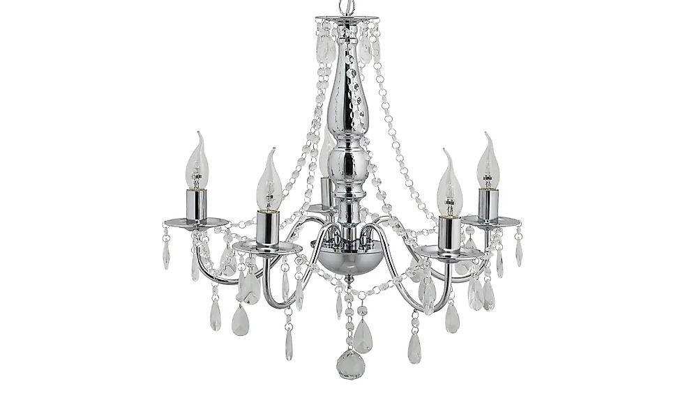 KHG Kronleuchter  5-flammig  mit Glasbehang   ¦ silber ¦ Maße (cm): H: 140 günstig online kaufen