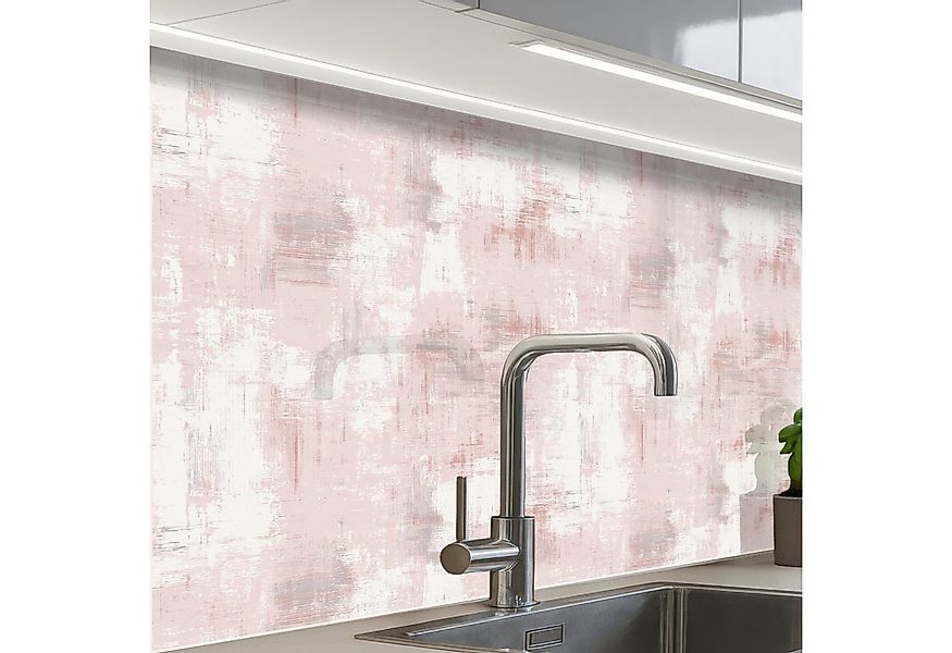 KitchenYeah Küchenrückwand selbstklebend Pinselstreifen - Verblasst - Rosa, günstig online kaufen