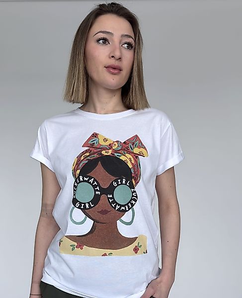 Zuckerwatte Kurzarmshirt mit modischen Frontdruck aus günstig online kaufen