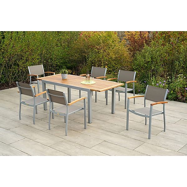 Merxx Naxos Set 7-tlg. Gartentisch Ausziehbar 150/200 x 90 cm günstig online kaufen
