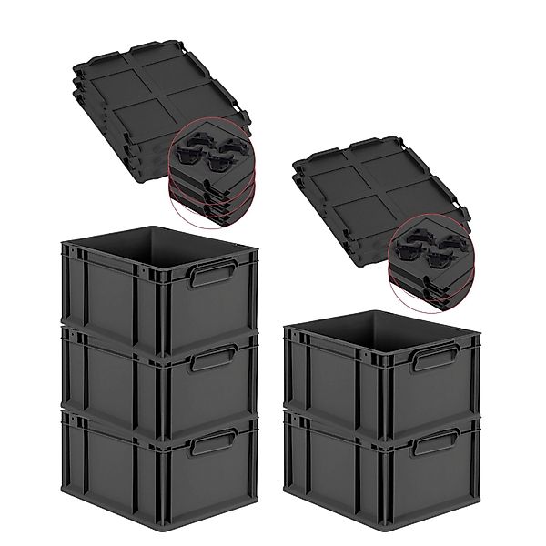 PROREGAL SparSet 5x Eurobox Nextgen Grip Mit Auflagedeckel Und Schwarzen Ve günstig online kaufen