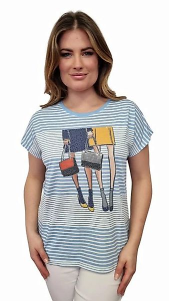 Gio Milano T-Shirt im Streifen-Look mit Motiv-Print günstig online kaufen