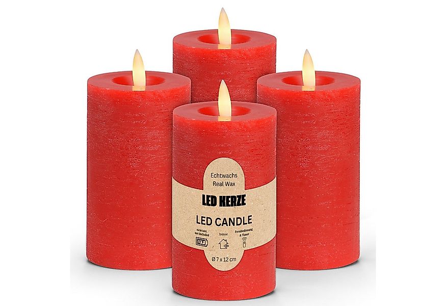 matches21 HOME & HOBBY Tafelkerze LED Stumpenkerzen 4er Set Wachs, Flackern günstig online kaufen