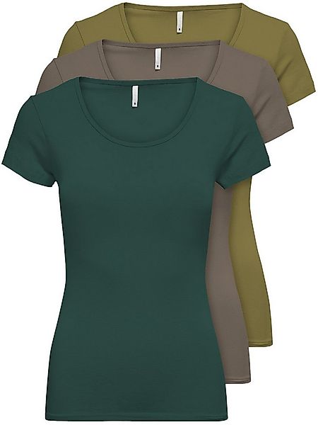 ONLY T-Shirt ONLLIVE LOVE NEW (3-tlg., 3er Pack) Figur betont, elastische B günstig online kaufen