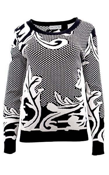 Passioni Strickpullover mit zweifarbigem modernen Jacquard günstig online kaufen