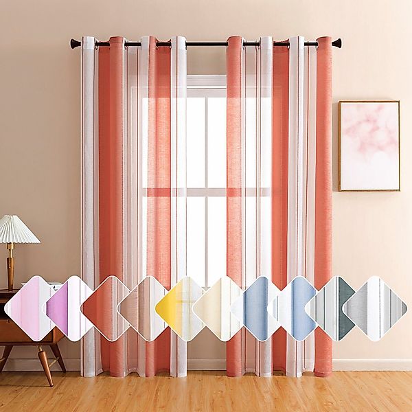 BYSURE Vorhang Gestreift Voile Vorhänge (2 günstig online kaufen
