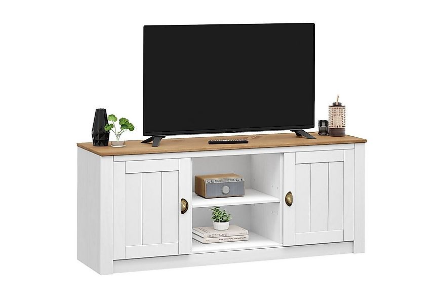 IDIMEX Lowboard BOLTON, TV Schwarz mit 2 Türen aus Massivholz mit Muschelgr günstig online kaufen