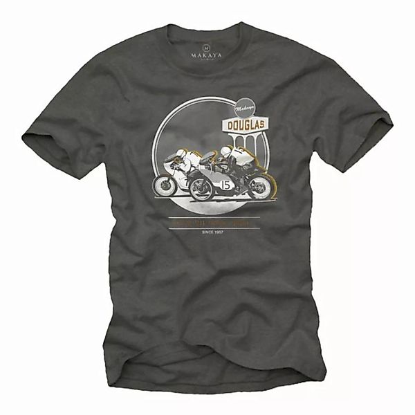 MAKAYA T-Shirt Herren Vintage Biker Motiv Cafe Racer Motorrad Bekleidung Mä günstig online kaufen
