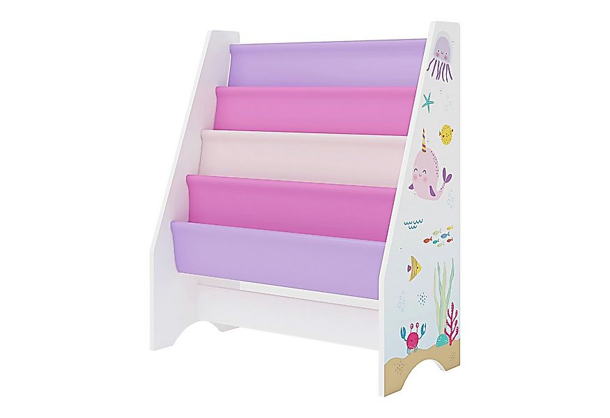 en.casa Kinderregal, »Fisterra« Kinder-Bücherregal 4 Ablagefächer Weiß/Rosa günstig online kaufen