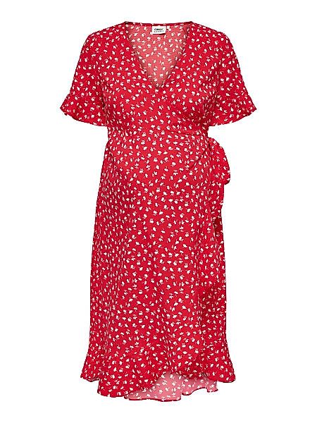 ONLY Mom Wickeleffekt Kleid Damen Rot günstig online kaufen