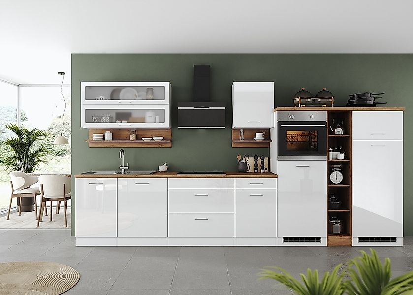 KOCHSTATION Küchenzeile »KS-Milan« 390 cm breit, viel Stauraum, wahlweise m günstig online kaufen