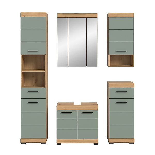 Badkombination 5-teilig Türen 164 cm x 191 cm x 34 cm Front Salbei FSC® günstig online kaufen