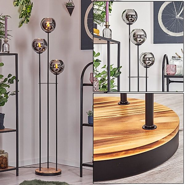 hofstein Stehlampe Stehlampe aus Metall/Holz/Glas in günstig online kaufen