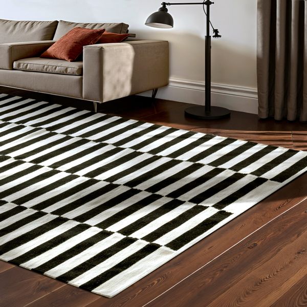 HANSE Home Wollteppich "Donna, schwarz-weiss" rechteckig 5 mm Höhe Handgewe günstig online kaufen