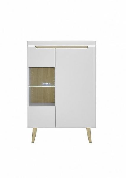 Beauty.Scouts Vitrine "Lumira" - Scandi Oak Dekor & Weiß Matt/Melamin, 53/ günstig online kaufen