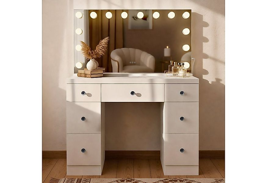 CLP Schminktisch Lerona, Kosmetiktisch mit Spiegel, LED-Beleuchtung und 7 S günstig online kaufen