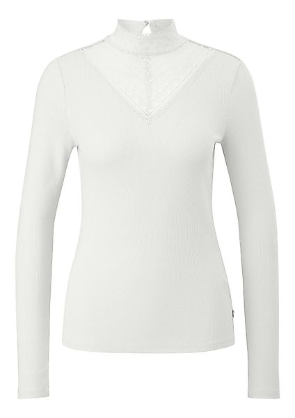 QS Langarmshirt T-Shirt Rippshirt mit Spitzeneinsatz günstig online kaufen